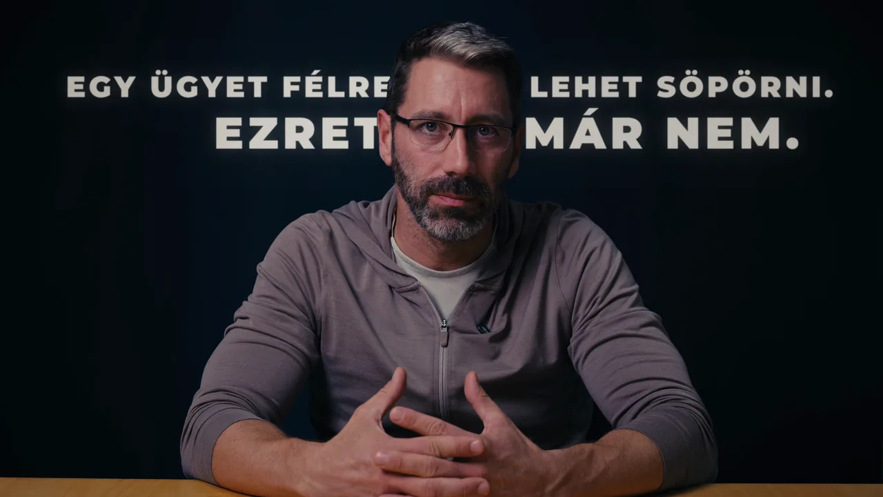 Az ÍGY JÁRTAM cím egy üres szék fölött, sötét stúdióban